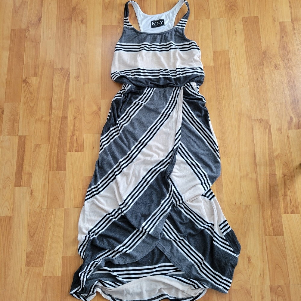 Marc New York Striped Stretch Draped Maxi Dress M